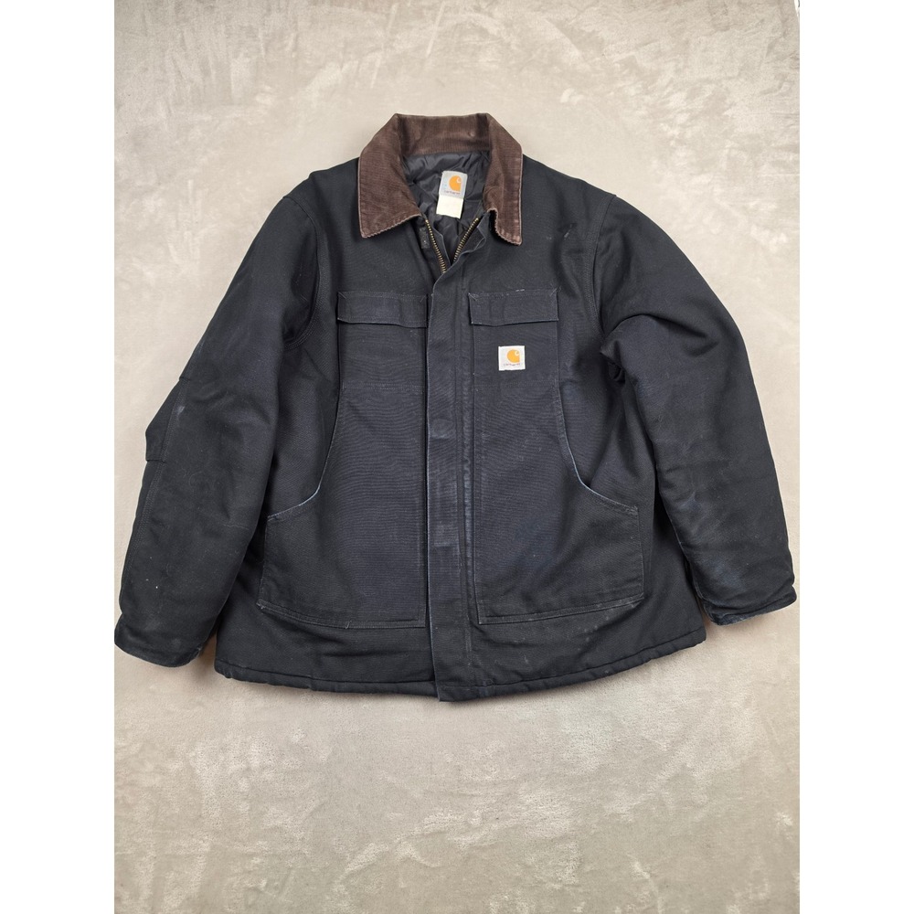 Vtg Carhartt Traditional Coat Men 2XL Black Lined Arctic Canvas Jacket C03 *Read